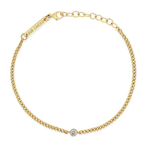 Diamond Bezel Extra Small Curb Chain Bracelet