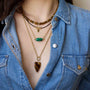 Load image into Gallery viewer, Malachite Barrel Bead + Box Chain Necklace
