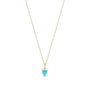 Load image into Gallery viewer, 14k yellow gold necklace with a bullet shaped turquoise pendant on a tiny bar and cable chain by Zoe Chicco. 
