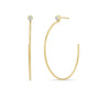 Load image into Gallery viewer, A pair of Zoe Chicco medium sized 14k gold hoop stud earrings with a white diamond at the top of each hoop.
