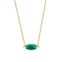 Load image into Gallery viewer, 14k gold round barrel malachite bead necklace with bullet detail end caps on small box chain by Zoe Chicco.
