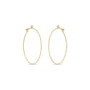 Load image into Gallery viewer, 14k yellow gold medium thin hoops with a single prong set diamond on top.
