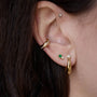Load image into Gallery viewer, 14k Prong Diamond Tapered Dome Hinge Hoops
