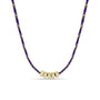 Load image into Gallery viewer, 14k yellow gold 5mm rondelle beads on adjustable violet mix paracord chain. 
