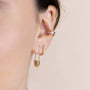 Load image into Gallery viewer, 14K Yellow Gold Pavé Diamond Thick Small Oval Hinge Huggie Hoops

