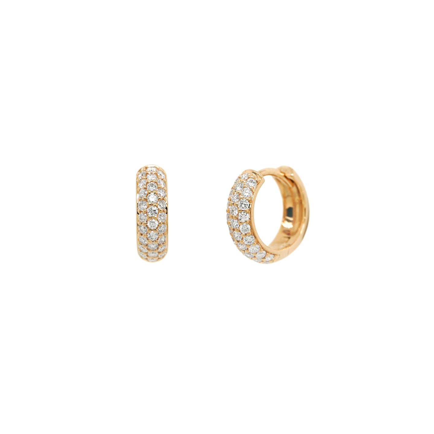 Pavé Diamond 3 Row Huggie Hoops