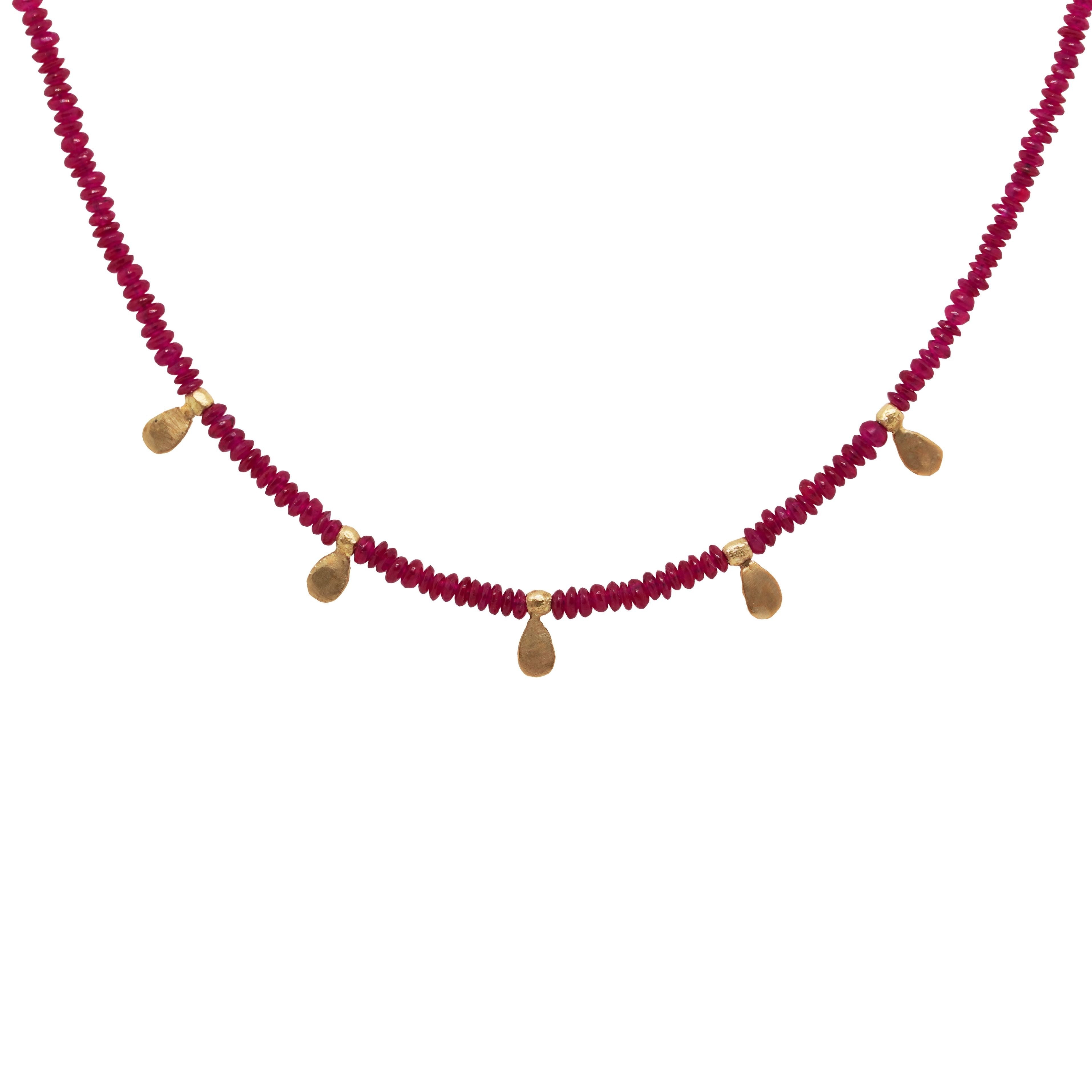 Ananda Khalsa 22K Gold and Ruby Beaded Necklace – Art Soul Gallery