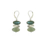Load image into Gallery viewer, Handmade sterling silver labradorite and aquamarine earrings by Philippa Roberts, approximately 3/4 inch long, made in Oakland, CA.
