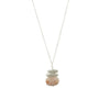 Load image into Gallery viewer, Handmade sterling silver necklace by Philippa Roberts featuring a pink opal pendant accented with silver nuggets, hanging approximately 1 1/8 inches from a 16-inch starburst chain with a 2-inch extender.
