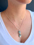 Load image into Gallery viewer, Model wearing handmade labradorite and aquamarine necklace with silver nugget accents by Philippa Roberts on 18 inch snake chain.
