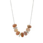 Load image into Gallery viewer, Sterling silver statement necklace with three organic nugget forms and pink opal stones, handmade designer jewelry by Philippa Roberts.
