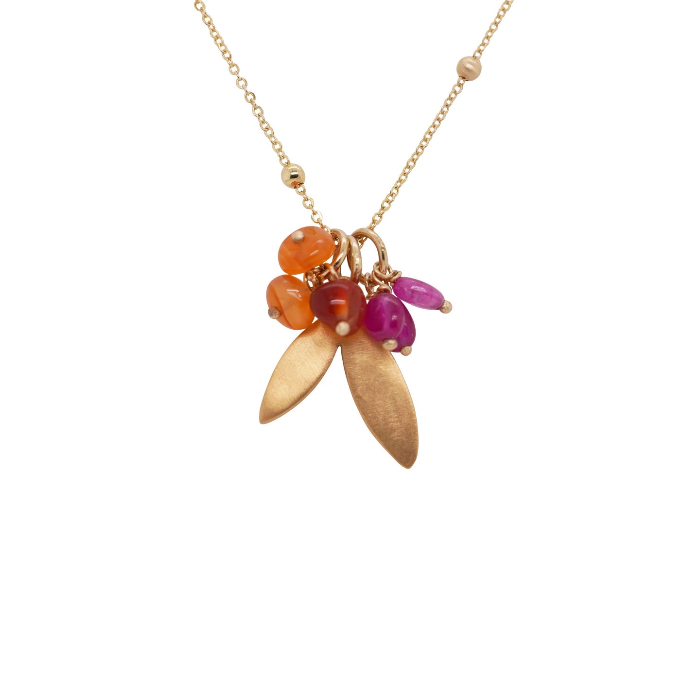Ruby, Carnelian, and Gold Charm Necklace
