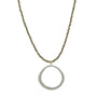 Load image into Gallery viewer, Handmade sterling silver circle pendant necklace by Philippa Roberts featuring pyrite bead accents, 1-inch pendant on a 16-inch chain with 2-inch extender, made in Oakland, CA.
