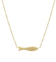 Load image into Gallery viewer, 14k yellow gold cable chain necklace with a tiny diamond eye fish horizontally stationed to the center of the chain. 

