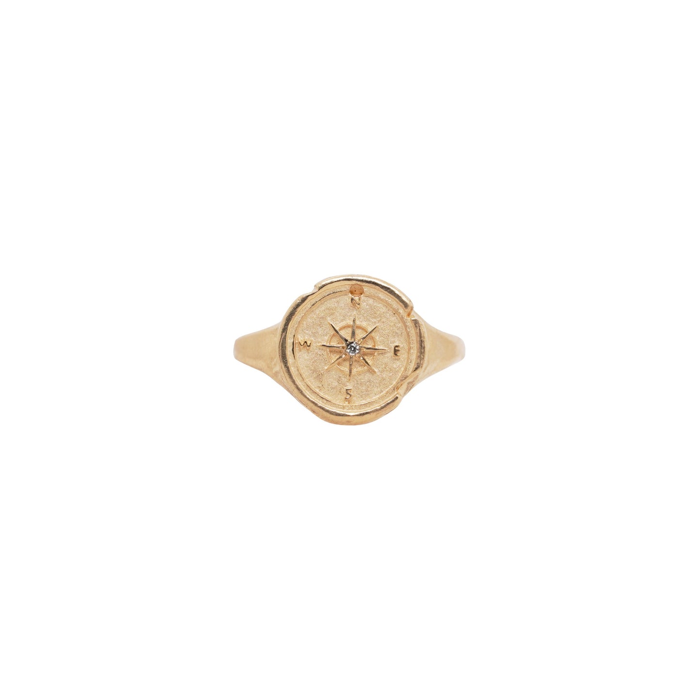 Small Compass Signet Ring w/ Diamond