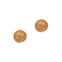 Load image into Gallery viewer, A pair of Ananda Khalsa 22k yellow gold disc stud earrings each accented by 3 small white diamonds. 
