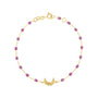 Load image into Gallery viewer, 18k yellow gold 6.7" bracelet with galaxy colored resin beads and a single stationed crescent moon and diamond charm by Gigi Clozeau. 
