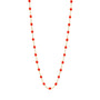 Load image into Gallery viewer, 18k yellow gold 17.7" chain with coral colored resin beads by Gigi Clozeau. 
