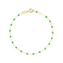 Load image into Gallery viewer, 18k yellow gold 7.5" cable chain bracelet with green colored resin beads by Gigi Clozeau. 
