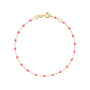 Load image into Gallery viewer, 18k yellow gold 7.5" cable chain bracelet with pink colored resin beads by Gigi Clozeau. 
