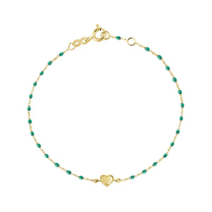 Lucky Heart Mini Gigi Emerald Bracelet in Yellow Gold