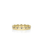 Load image into Gallery viewer, 18k yellow gold band , featuring one flat edge and one scalloped, set with bead-set blue sapphires and white diamonds, by Adel Chefridi. 
