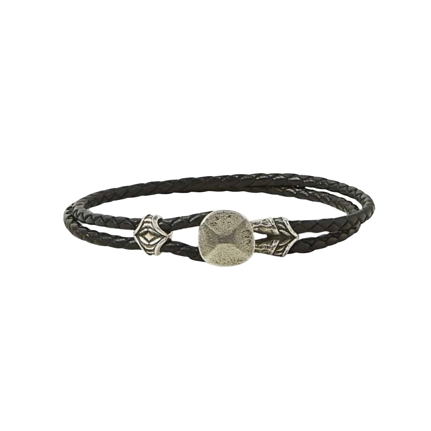 Two Strand Leather and Sterling Silver Bracelet