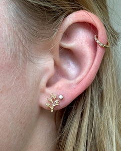 3 Diamond Branch Stud Earrings