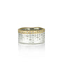 Load image into Gallery viewer, Mixed metal ring with bead set white diamonds in 18k yellow gold and hand engraving on sterling silver, by Adel Chefridi. 
