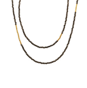 Pyrite Beaded Necklace with 22K Yellow Gold Beads