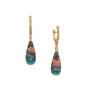 Load image into Gallery viewer, A pair of earrings from the "sticks and stones" collection by Alex sepkus are composed of rainbow silica, 18K yellow gold and diamonds.
