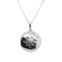 Load image into Gallery viewer, Anzie sterling silver starburst locket with white sapphire center stone, photo pendant necklace designed to hold a treasured photograph or keepsake.
