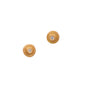 Load image into Gallery viewer, A pair of 22k yellow gold disc shaped stud earrings by Ananda Khalsa, each with a small white diamond in the center.
