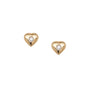 Load image into Gallery viewer, A pair of 14k gold heart-shaped stud earrings with a single white diamond flush set in the center of each heart by zoe chicco.
