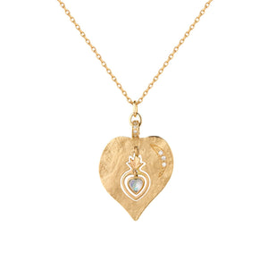 Twin Flame Necklace w/ Heart Moonstone