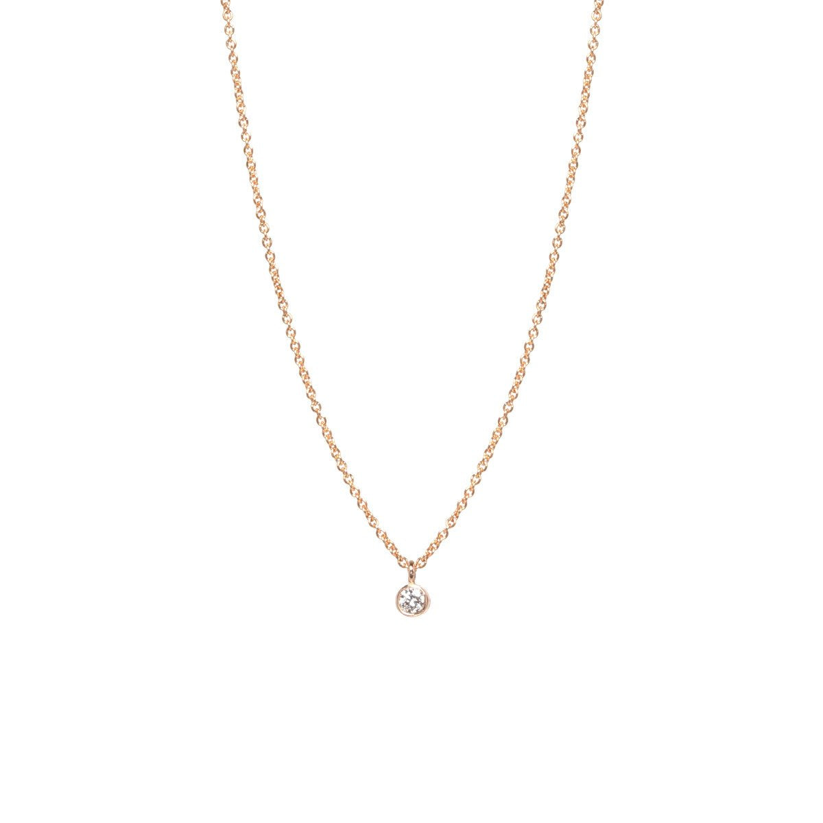Zoe Chicco 14K Rose Gold Single Diamond Pendant Necklace – Art