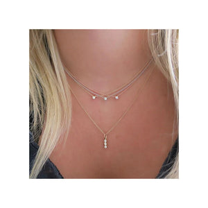 Three Vertical Bezel Diamond Necklace
