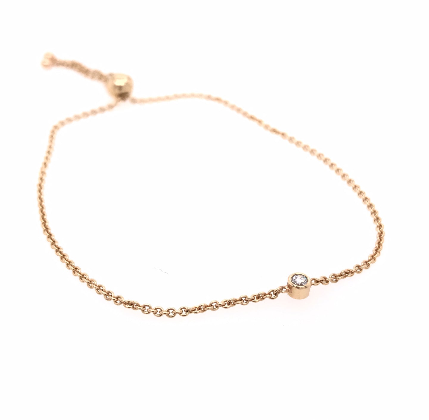 Tiny Curb Chain Single Diamond Bracelet