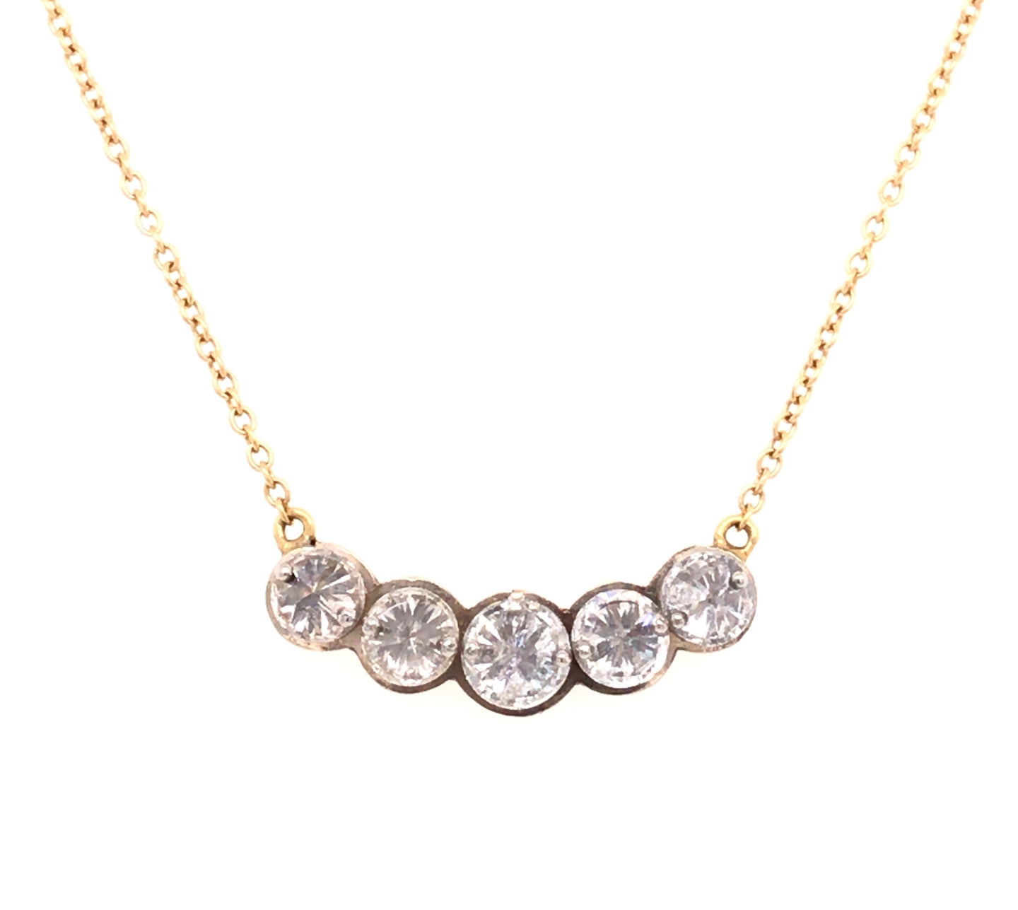 Five Inverted Diamond Necklace
