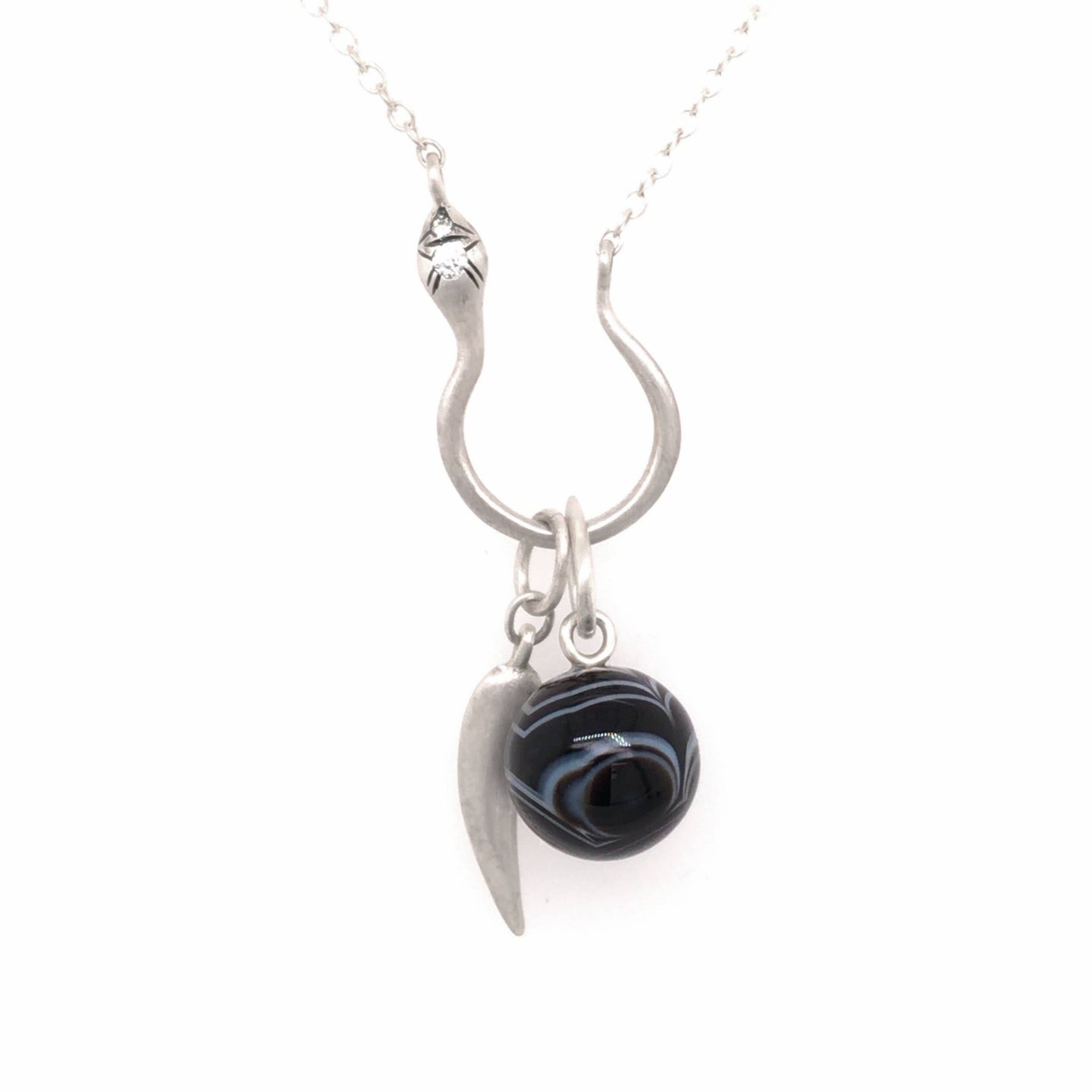 Agate and Diamond Sapera Charm Necklace