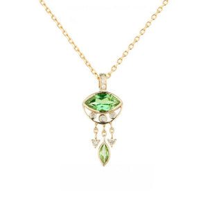 Green Tourmaline Marquise Eye Necklace
