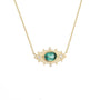 Load image into Gallery viewer, Green Tourmaline Oval Eye and Square Diamonds Chain Necklace

