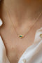 Load image into Gallery viewer, Green Tourmaline Oval Eye and Square Diamonds Chain Necklace
