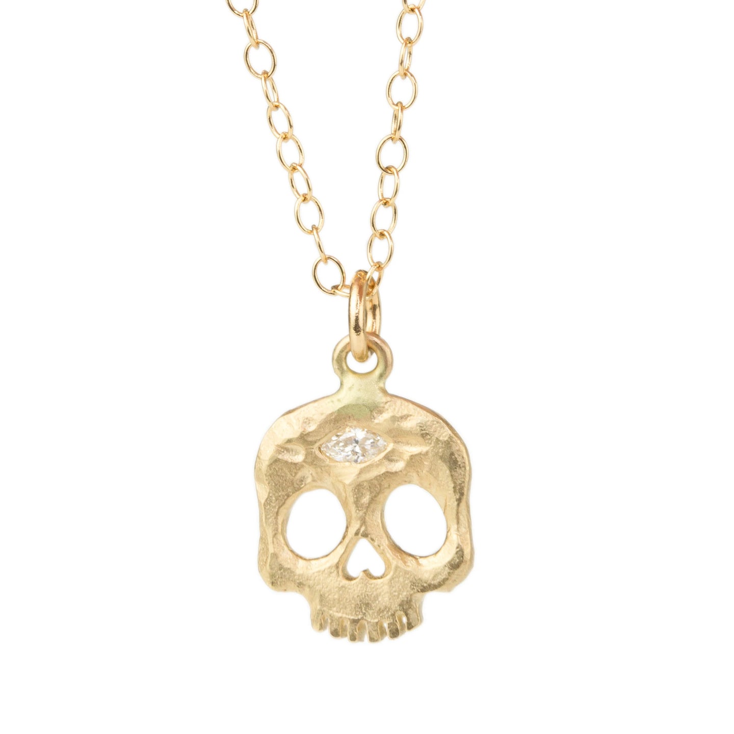 Golden Skull with 3rd Eye Diamond Necklace