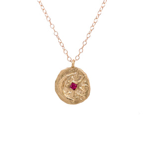 Cresent Moon and Star with Ruby Necklace