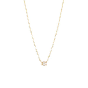 Small Three Step Baguette Diamond Necklace