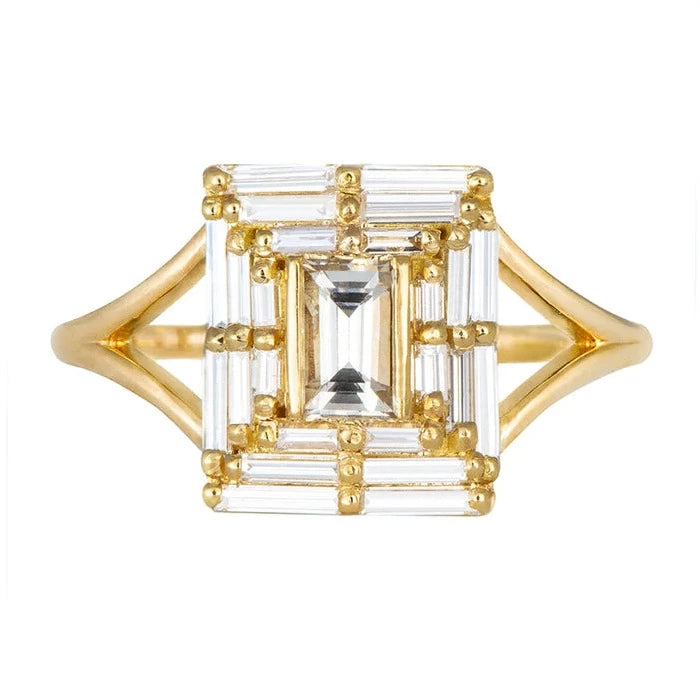 Diamond Baguette Temple Ring