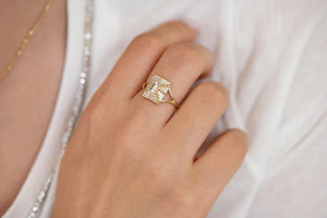 Diamond Baguette Temple Ring