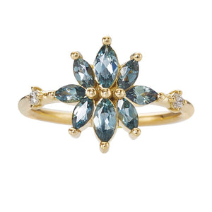 Teal Sapphire Bouquet Ring