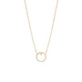 Load image into Gallery viewer, A medium-sized 14k yellow gold circle necklace with a single prong set diamond at the top.
